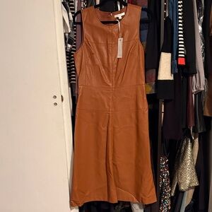 Piperlime Tan Midi Leather Dress